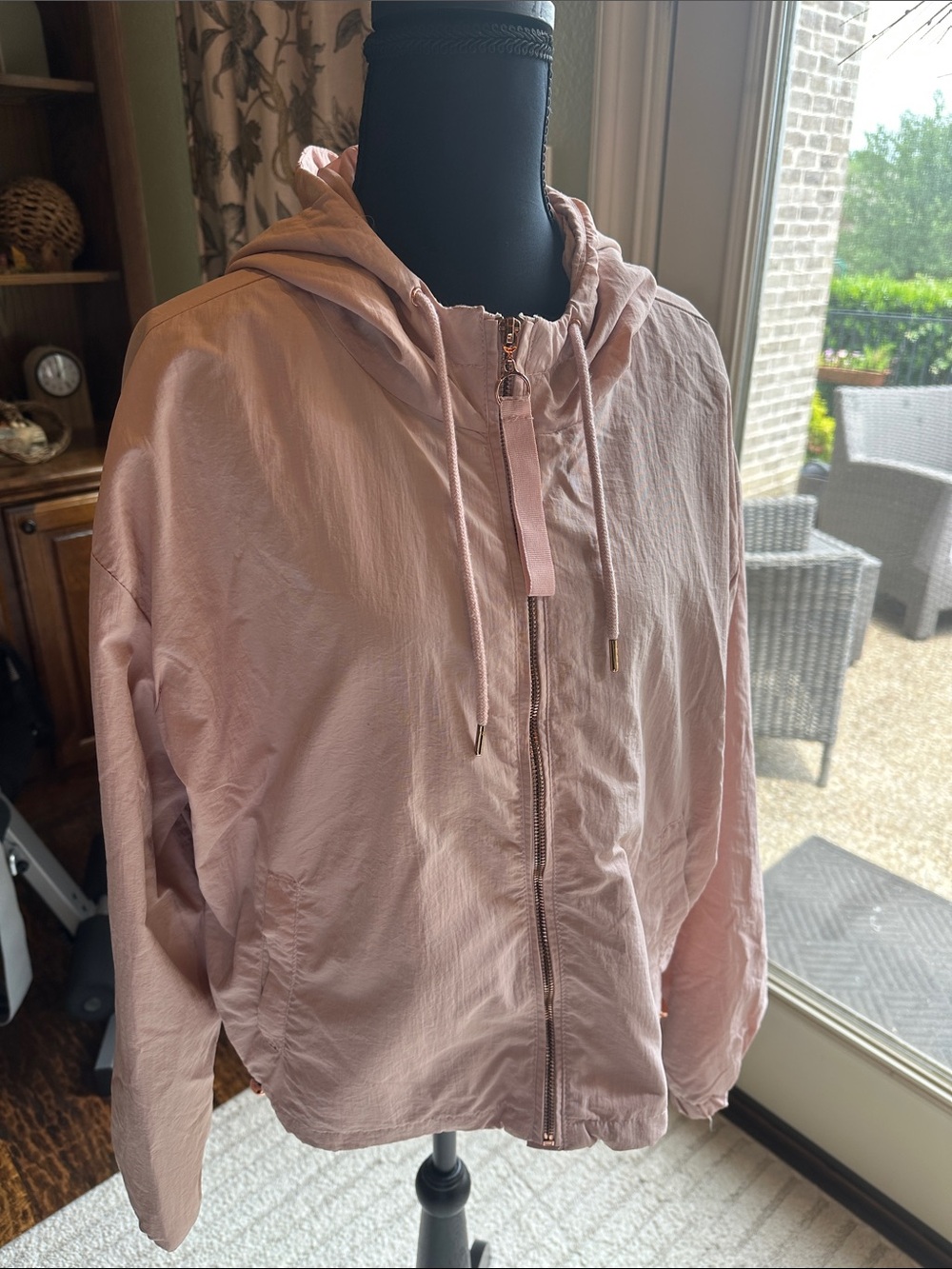 Ashley By 26 International Light Pink Hooded Zip Bomber Jacket